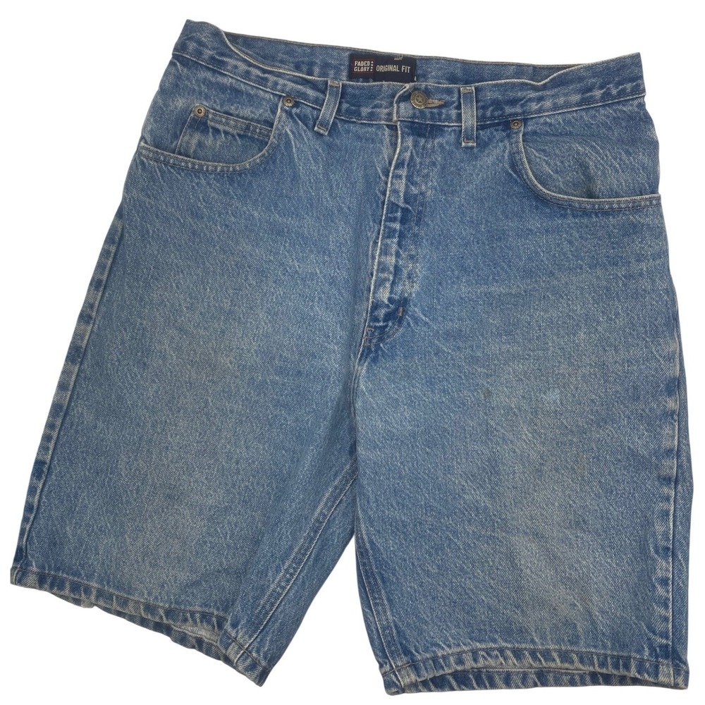Faded‎ Glory Mens Blue Jean Dad Shorts Original Fit 100% Cotton Size 32 Vintage